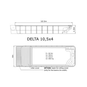 Композитный бассейн Sky Mirror Delta - 10,5 x 4,0 x 1,5 м - Фото 2