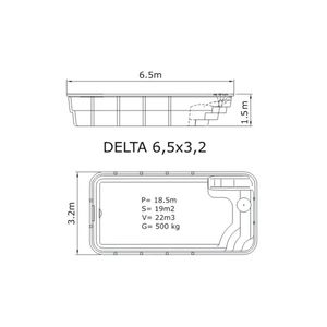 Композитный бассейн Sky Mirror Delta - 6,5 x 3,2 x 1,5 м - Фото 2