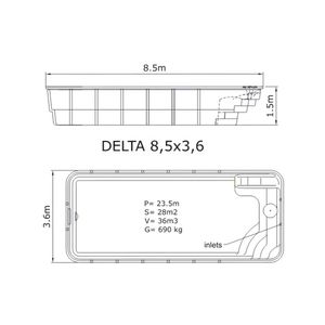 Композитный бассейн Sky Mirror Delta - 8,5 x 3,6 x 1,5 м - Фото 8
