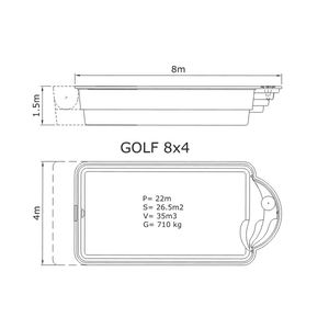 Композитный бассейн Sky Mirror Golf - 8,0 x 4,0 x 1,5 м - Фото 2