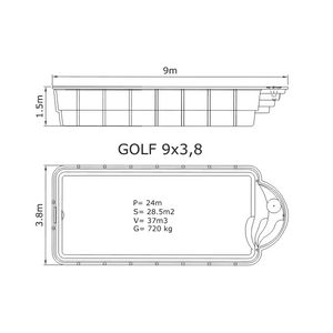 Композитный бассейн Sky Mirror Golf - 9,0 x 3,8 x 1,5 м - Фото 2