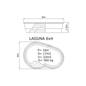 Композитный бассейн Sky Mirror Laguna - 6,0 x 4,0 x 1,5 м - Фото 2