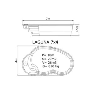 Композитный бассейн Sky Mirror Laguna - 7,0 x 4,0 x 1,5 м - Фото 2