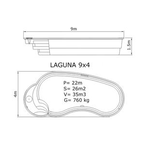 Композитный бассейн Sky Mirror Laguna - 9,0 x 4,0 x 1,5 м - Фото 2