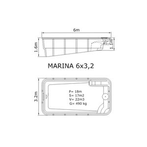 Композитный бассейн Sky Mirror Marina - 6,0 x 3,2 x 1,6 м - Фото 2
