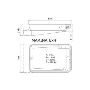 Композитный бассейн Sky Mirror Marina - 6,0 x 4,0 x 1,6 м - Фото 2