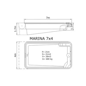 Композитный бассейн Sky Mirror Marina - 7,0 x 4,0 x 1,7 м - Фото 2