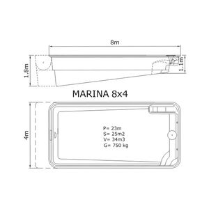 Композитный бассейн Sky Mirror Marina - 8,0 x 4,0 x 1,8 м - Фото 2