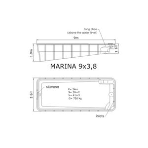 Композитный бассейн Sky Mirror Marina - 9,0 x 3,8 x 1,9 м - Фото 2