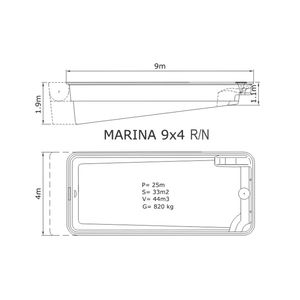 Композитный бассейн Sky Mirror Marina - 9,0 x 4,0 x 1,9 м - Фото 2