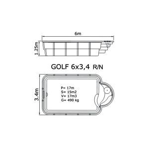 Композитный бассейн Sky Mirror Golf - 6,0 x 3,4 x 1,25 м - Фото 7