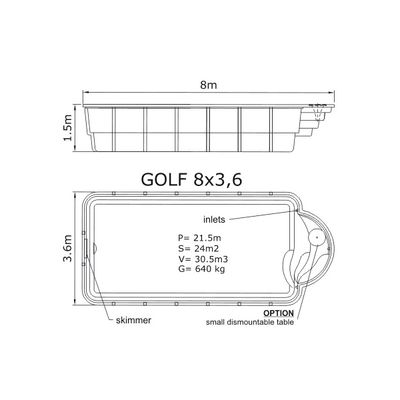 Композитный бассейн Sky Mirror Golf - 8,0 x 3,6 x 1,5 м