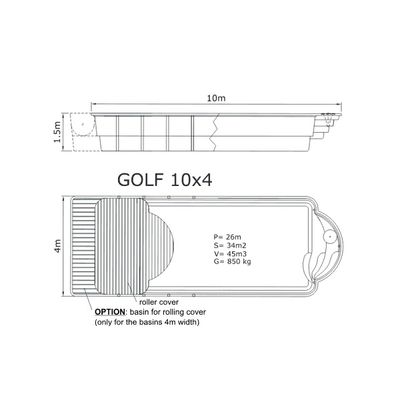 Композитный бассейн Sky Mirror Golf - 10,0 x 4,0 x 1,5 м