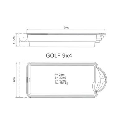 Композитный бассейн Sky Mirror Golf - 9,0 x 4,0 x 1,5 м