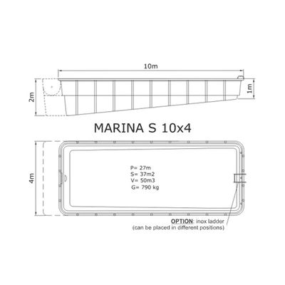 Композитный бассейн Sky Mirror Marina - 10,0 x 4,0 x 2,0 м