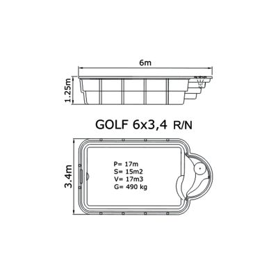 Композитный бассейн Sky Mirror Golf - 6,0 x 3,4 x 1,25 м
