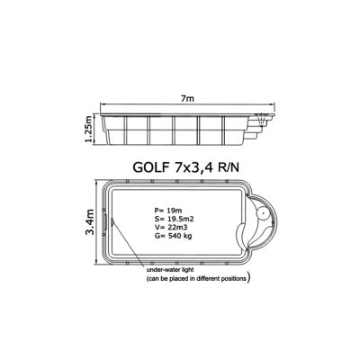 Композитный бассейн Sky Mirror Golf - 7,0 x 3,4 x 1,25 м